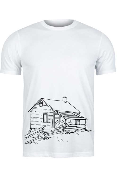 DAĞ EVİ BASKILI BEYAZ  T-SHIRT