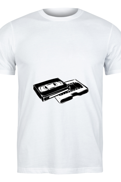 KASET BASKILI BEYAZ  T-SHIRT