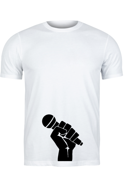 MİKROFON BASKILI BEYAZ  T-SHIRT