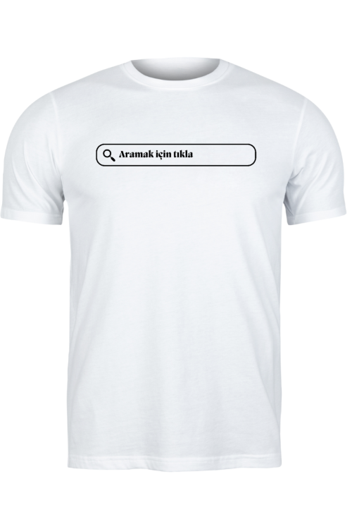 ARAMA MOTORU BASKILI BEYAZ T-SHIRT