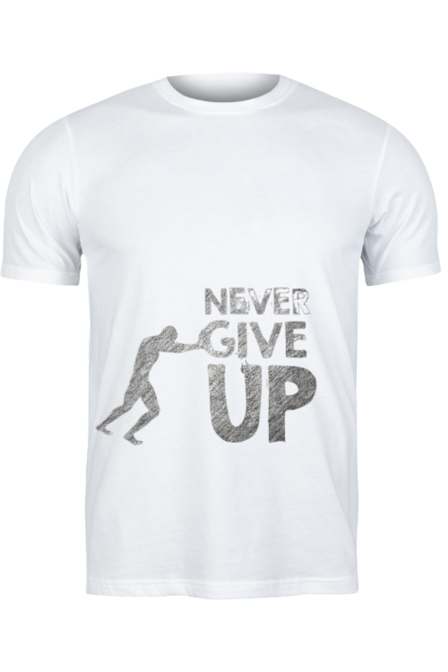 NEWER GİVE UP BASKILI BEYAZ T-SHIRT