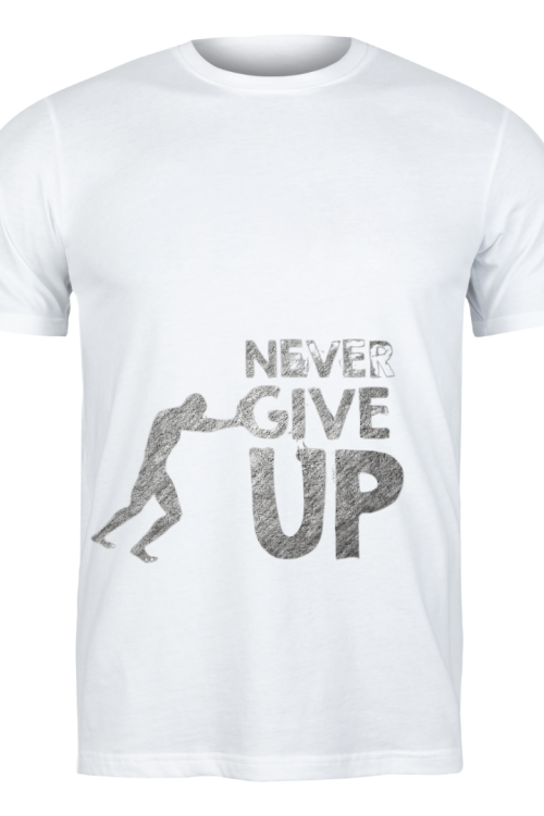 NEWER GİVE UP BASKILI BEYAZ T-SHIRT