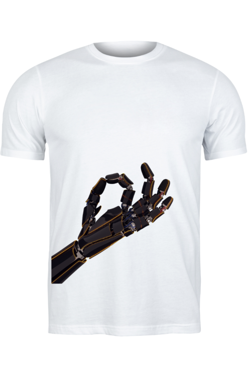 ROBOT KOL BASKILI BEYAZ T-SHIRT