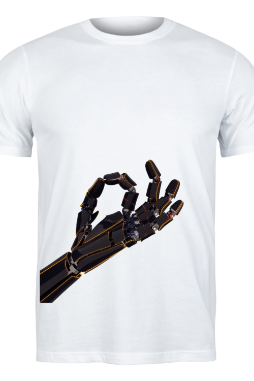 ROBOT KOL BASKILI BEYAZ T-SHIRT