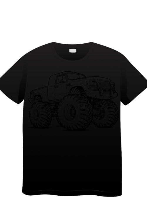 SİYAH OFF ROAD ARABA BASKILI SİYAH  T-SHIRT